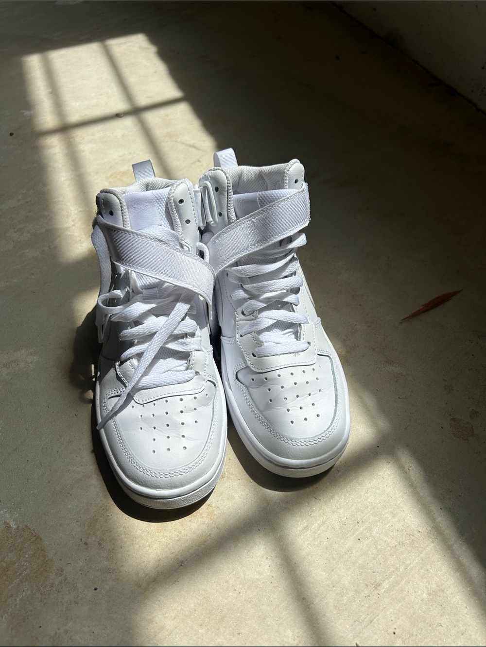 Nike Kids White High-Top Strap Sneakers